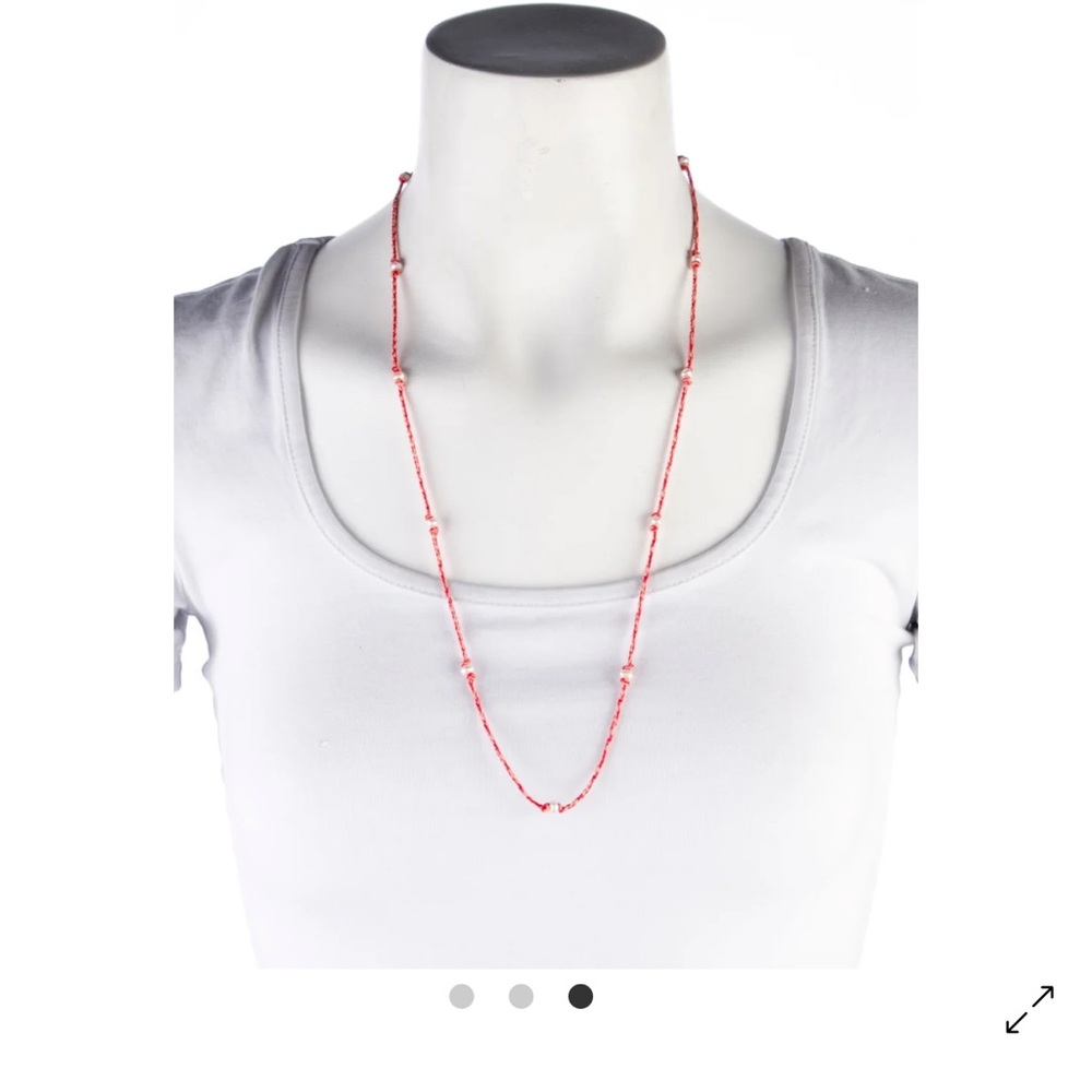 Marie Lichtenberg 29” 9K Cultured Pearl and Silk Cord Station Necklace Chain - Picture 5 of 8